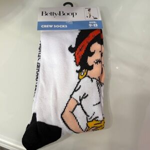 Betty Boop Crew Socks - White, Black, and Yellow